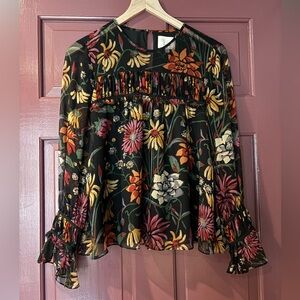 Cinq à Sept Monarch Wildflower Silk Floral Blouse
